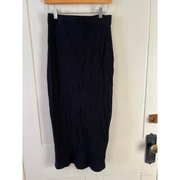 ZARA Ribbed Knit Midi Skirt Black L - Picture 7 of 9